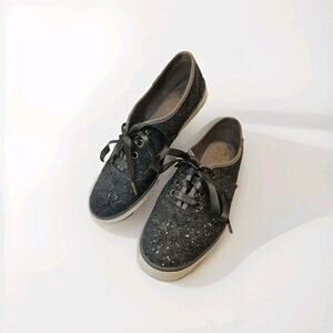 Taylor Swift Keds Special Edition Grey Lace Glitter Ribbon Tie US 6 Keds ERAS